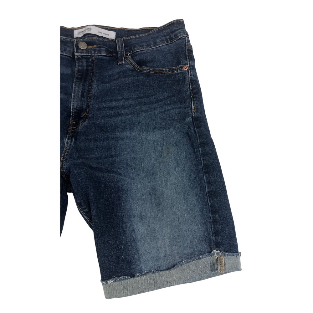 Signature by Levi Strauss & Co Mens Dark Wash Cuffed Denim Jean Shorts Size 32 - Picture 6 of 7